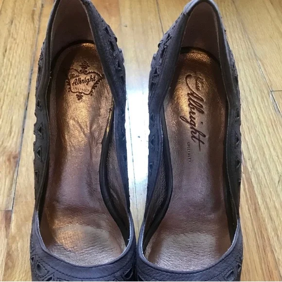 Anthropologie grey suede metallic pumps heels - Picture 5 of 8